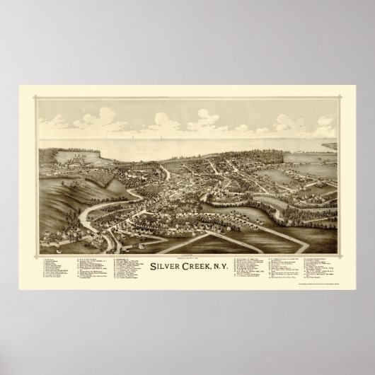 Poster Silver Creek, NY Carte panoramique - 1892 (Devant)