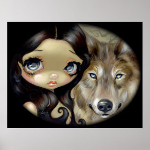 Poster Silver Eyed Wolf ART IMPRIMER gothique grand oeil