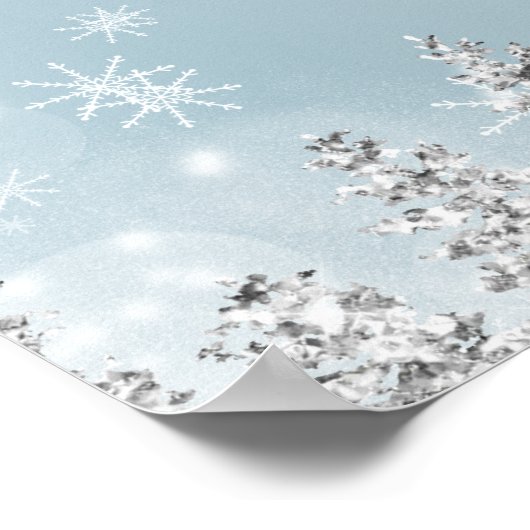 Poster Silver glace bleu pin neigeux accueil douche nupti (Coin)