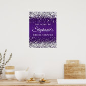 Poster Silver Glitter Royal Purple Bridal Shower Welcome (Cuisine)