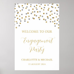 Poster Silver Gold Engagement Party Personnalisé 20x30
