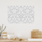 Poster Silver gray damask (Cuisine)