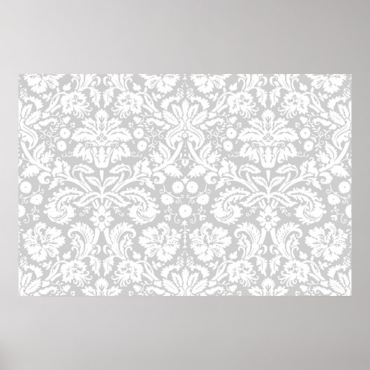 Poster Silver gray damask (Devant)