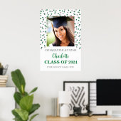 Poster Silver Green Graduation Party Custom 20x30 Photo (Bureau à domicile)