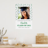 Poster Silver Green Graduation Party Custom 20x30 Photo (Cuisine)