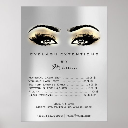 Poster Silver Grey Gold Browns Maquillage Eyes Lashes Pri (Devant)