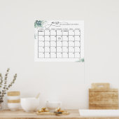 Poster Silver Leaves Succulents Guess Due Date Calendar (Cuisine)