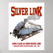 Poster Silver Link - LNER Classe A4 2509 Train à vapeur L (Devant)