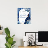 Poster Silver Navy Blue Winter Snowflake Xv Anos Bienvenu (Bureau à domicile)