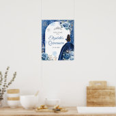 Poster Silver Navy Blue Winter Snowflake Xv Anos Bienvenu (Cuisine)