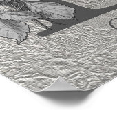 Poster Silver Peony Elegant Monogramme Initiale F Votre N (Coin)