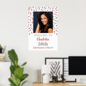 Poster Silver Red Birthday Party Custom 20x30 Photo (Bureau à domicile)