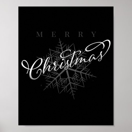 Poster Silver Snowflake Merry Christmas  (Devant)