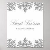 Poster Silver Snowflake Winter Sweet 16 (Devant)