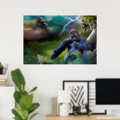 POSTER SILVERBACK GORILLA JUNGLE ÉCLAIRAGE (Bureau à domicile)