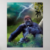 POSTER SILVERBACK GORILLA JUNGLE ÉCLAIRAGE (Devant)