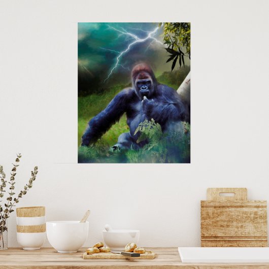 POSTER SILVERBACK GORILLA JUNGLE ÉCLAIRAGE (Cuisine)