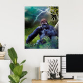 POSTER SILVERBACK GORILLA JUNGLE ÉCLAIRAGE (Bureau à domicile)