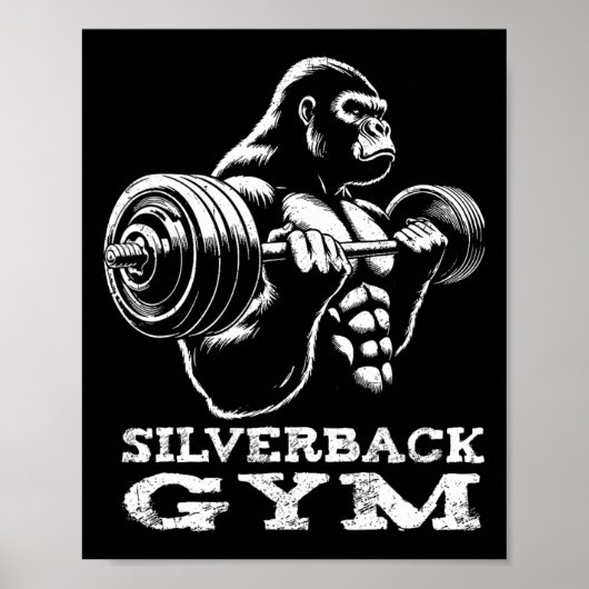 Poster Silverback Gym Gorilla Entraînement d'haltérophili (Devant)