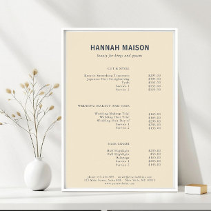 Poster Simpel moderne, Professionnel, Salon, Tarifs Pos