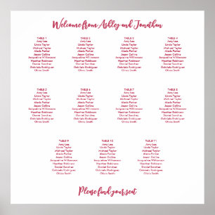 Poster Simple 11 Table Magenta Red Seating Chart