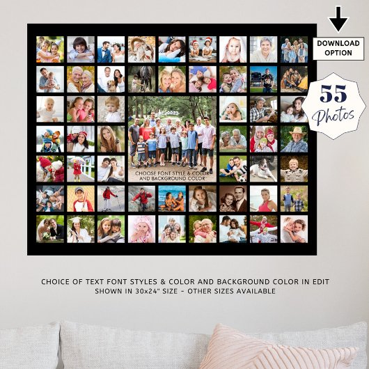 Poster Simple 55 Photo Collage couleur personnalisée