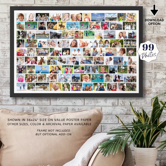 Poster Simple 99 Photo Collage couleur personnalisée