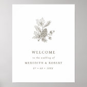 Poster Simple Acorn & Pinecone Fall Wedding Welcome (Devant)