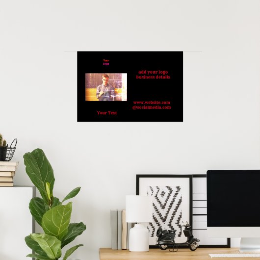 Poster Simple ajout minimal du nom de texte du logo (Bureau à domicile)