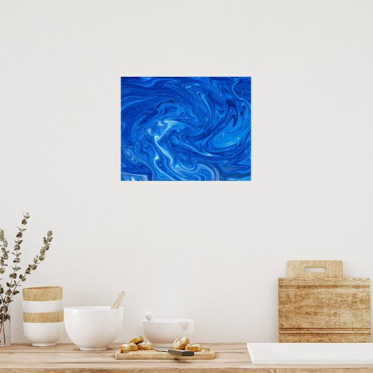 Poster Simple and Elegant Blue Marble Abstract Artwork | (Cuisine)