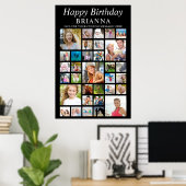 Poster Simple Anniversaire 33 Photo Collage personnalisé  (Bureau à domicile)