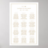 Poster Simple Antique Or Monogramme Mariage élégant (Devant)