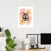Poster Simple Beetle Bug Silhouette sur Arrière - plan or (Bureau à domicile)