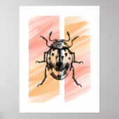 Poster Simple Beetle Bug Silhouette sur Arrière - plan or (Devant)