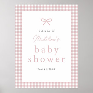 Poster Simple Bienvenue Gingham Rose Poussiéreuse Fille B