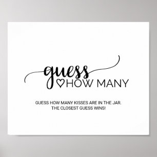 Poster Simple Black Calligraphy Guess How Many Sign