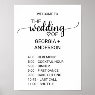 Poster Simple Black Calligraphy Ordre des événements