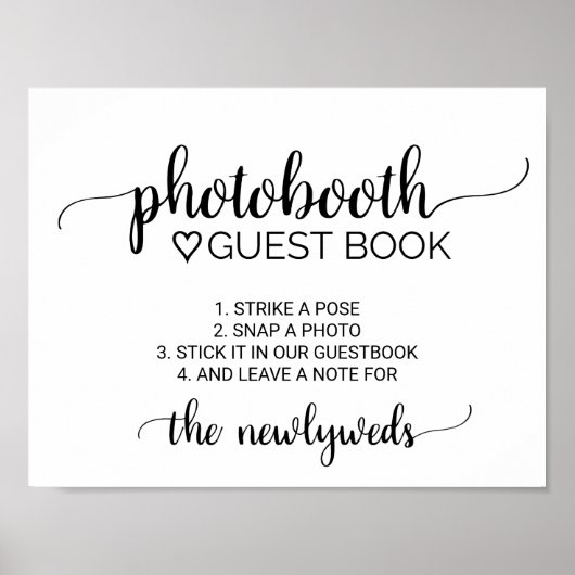 Poster Simple Black Calligraphy Photobooth Livre d'invité (Devant)