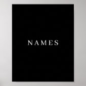 Poster Simple Black Custom Ajouter Votre Nom Élégant (Devant)