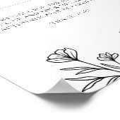Poster Simple Black Floral Mariage Audio Panneau du livre (Coin)