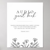 Poster Simple Black Floral Mariage Audio Panneau du livre (Devant)