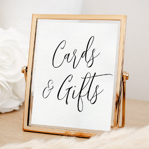 Poster Simple Black Script Wedding Cards and Gifts Sign