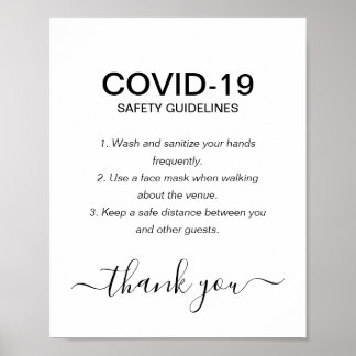 Poster Simple Black & White Covid Safety Guidelines Party