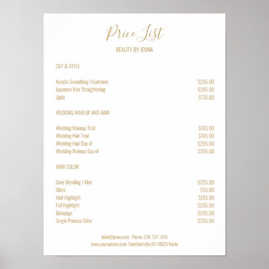 Poster simple blanc Beige Preishear (Devant)