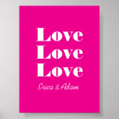 Poster Simple Blanc Clean 3 x Amour  | Rose Chaud (Devant)