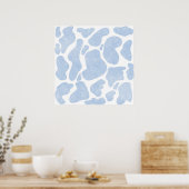 Poster Simple Blue White Large Cow Spots Animal Print (Cuisine)