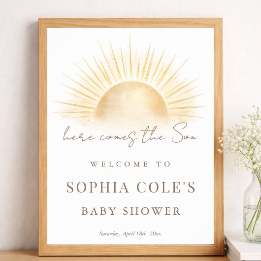 Poster Simple Boho Bienvenue Bébé Garçon Célébration de N