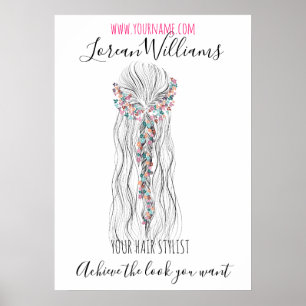 Poster Simple Boho Mariage Hair Stylliste Fleur romantiqu