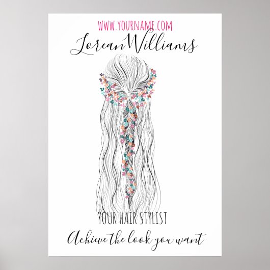 Poster Simple Boho Mariage Hair Stylliste Fleur romantiqu (Devant)
