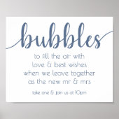 Poster Simple Bubbles | Dusty Blue Party Event Station (Devant)